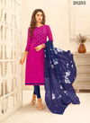 Dark Pink Colour Designer Latest Fancy Casual Wear Cotton Jacquard Embroidered Dress Material Collection 26253